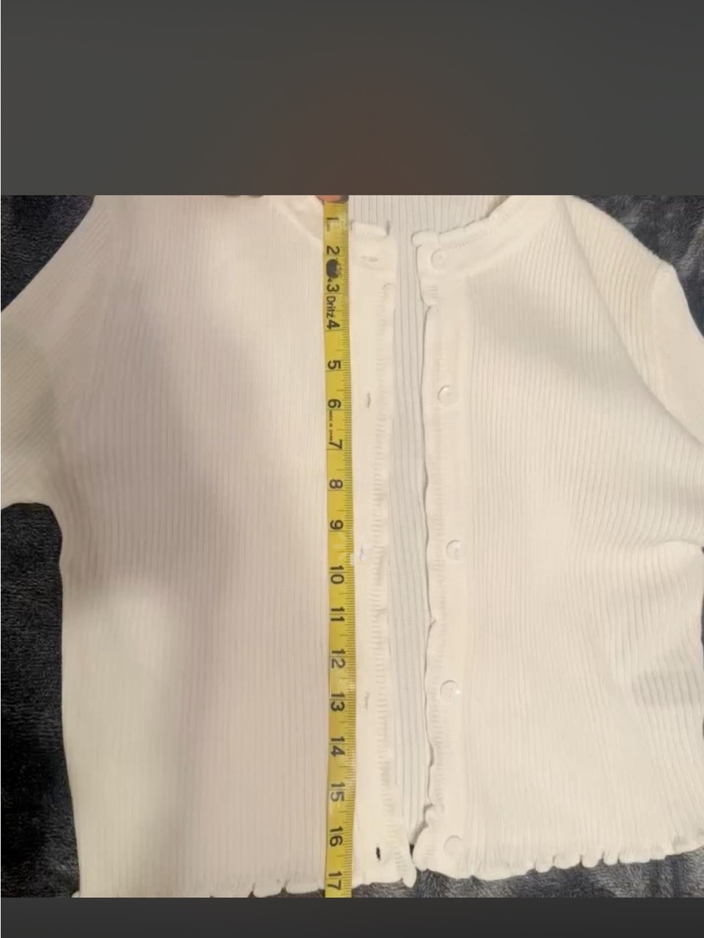 White Ribbed Button-Front Cardigan Sweater - Picture 5 of 11